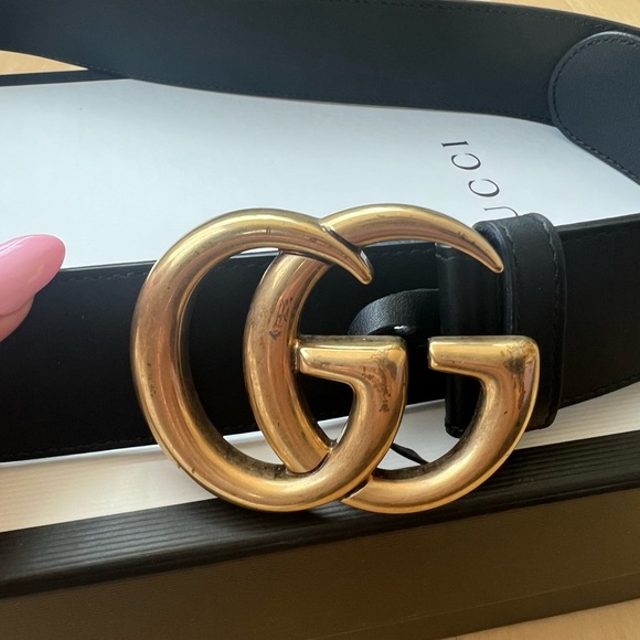 Authentic Gucci double G leather belt